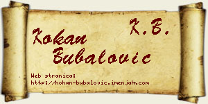 Kokan Bubalović vizit kartica